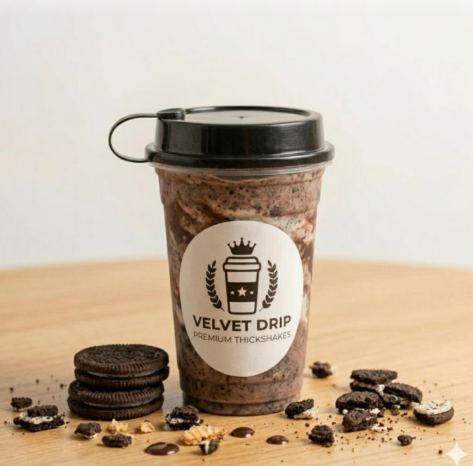 Chocolate Oreo Thick Shake in a tall glass
