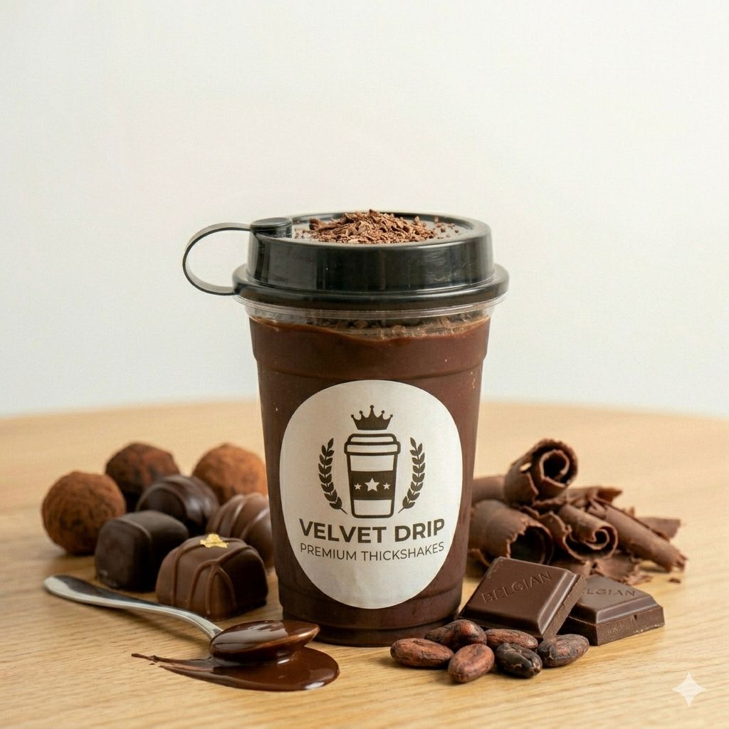 Belgian Chocolate Thick Shake in a tall glass