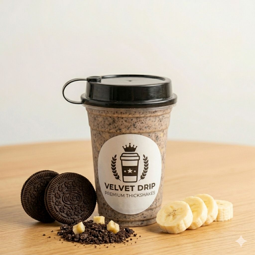 Oreo Banana Thick Shake in a tall glass