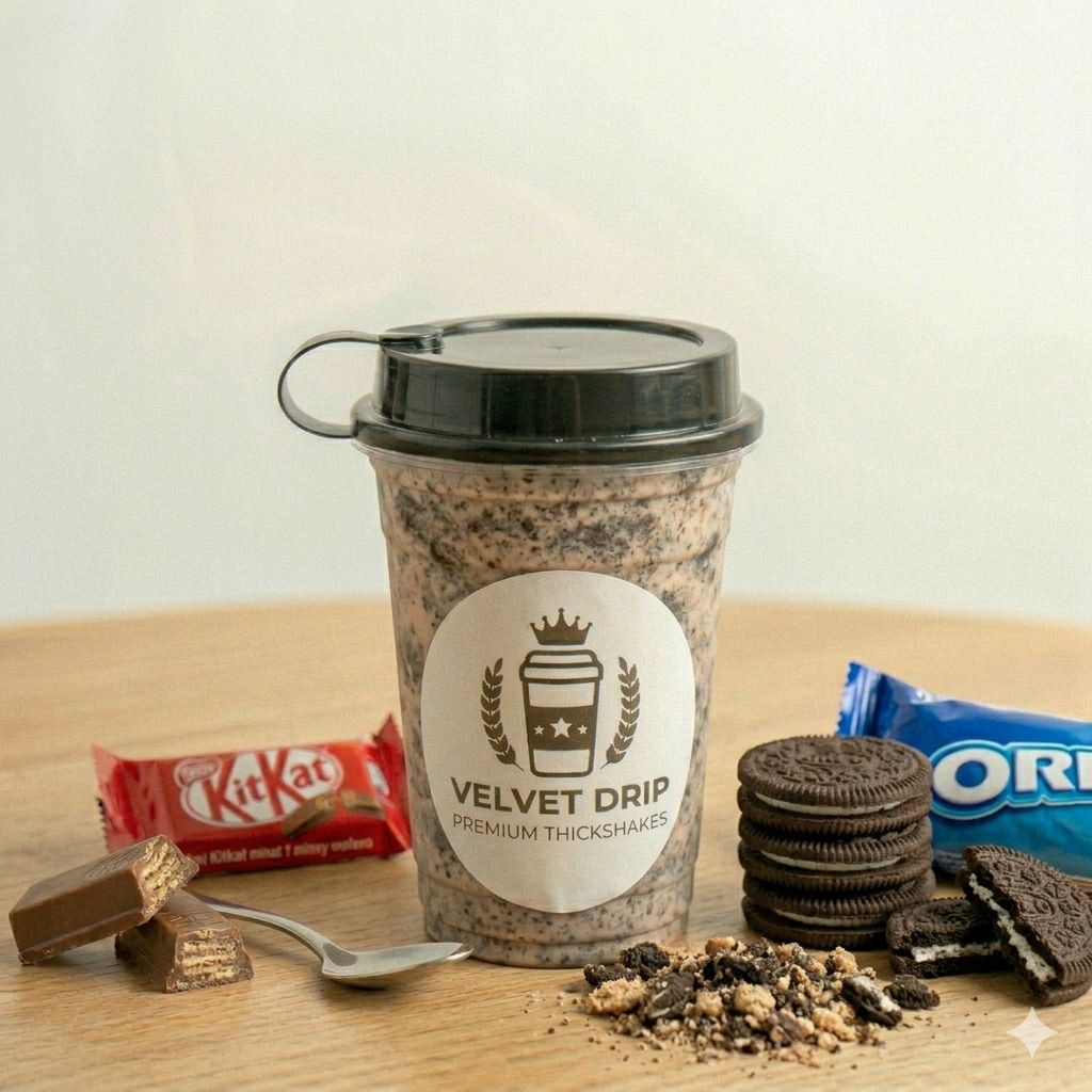 Chocolate KitKat Thick Shake in a tall glass